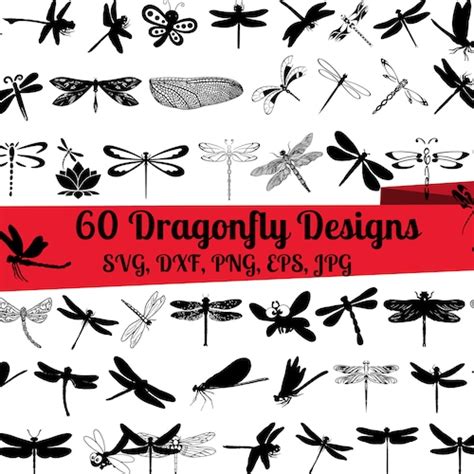60 Dragonfly Svg Bundle Dragonfly Dxf Dragonfly Png Etsy