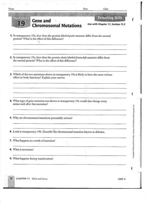 O take the students to the lab and have them begin the webquest. 15 Best Images of Mutation Worksheet Biology Genetic ...