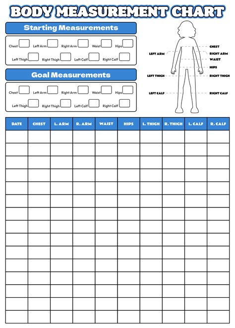 Printable Body Measurements Chart For Weight Loss Pdf Calendar