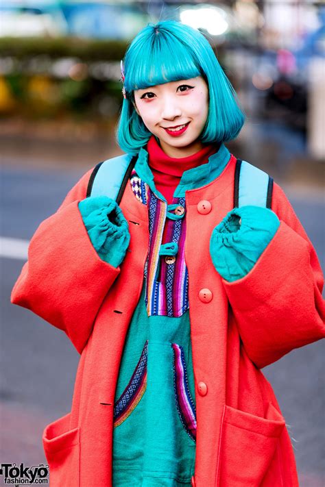 Japanese Pop Idol Miochin In Harajuku W Aqua Hair Grapefruit Moon