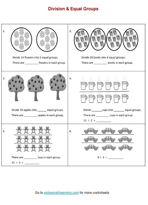 Division And Equal Groups Worksheets Printable Online