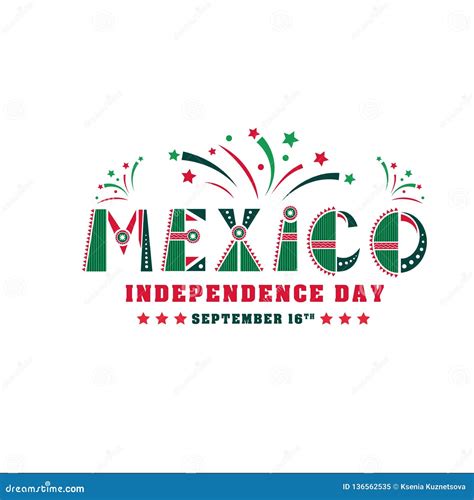 Mexico Independence Day Card National Holiday Banner Stock Vector