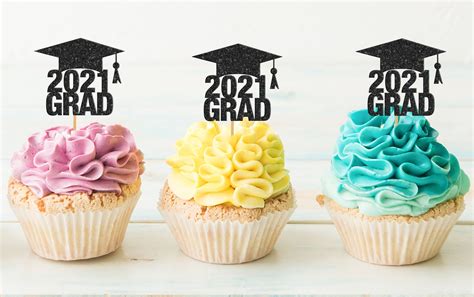 Graduation 2021 Cupcake Toppers Cupcake Picks Grad Party Etsy