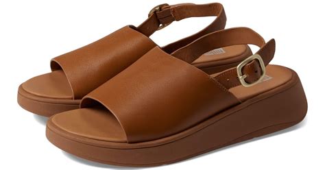 Fitflop F Mode Leather Flatform Back Strap Sandals In Brown Lyst