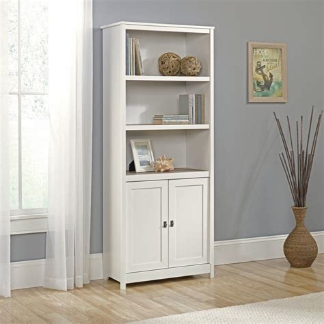 Tall Off White Bookcase Cottage Audio Media Tower Display Storage Soft