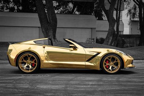 Widebody Corvette C7 With Gold Wrap And Huge Forgiato Rims Is Bling