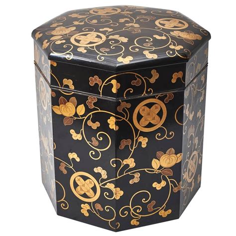 Japanese Black Lacquer Bento Box With Gilt Maki E Decoration Circa