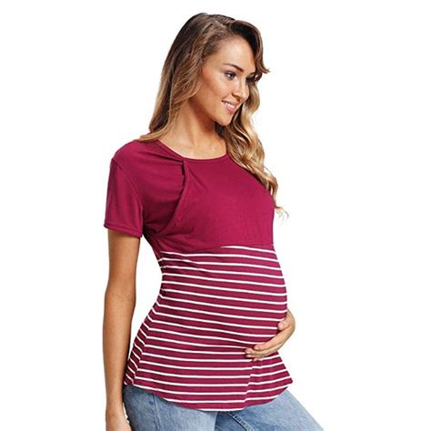 Maternity Tops Nursing T Shirt Breastfeeding T Shirts Short Sleeve Tees Pregnancy Feeding