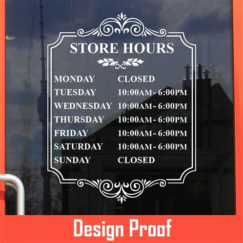 Custom Store Hours Custom Business Office