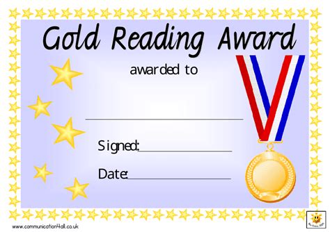 Gold Reading Award Certificate Template Download Printable Pdf