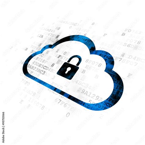 Cloud Networking Concept Cloud With Padlock On Digital Background