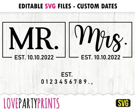 Editable Mr And Mrs Svg Mr And Mrs Svg Wedding Svg Bride Etsy Canada