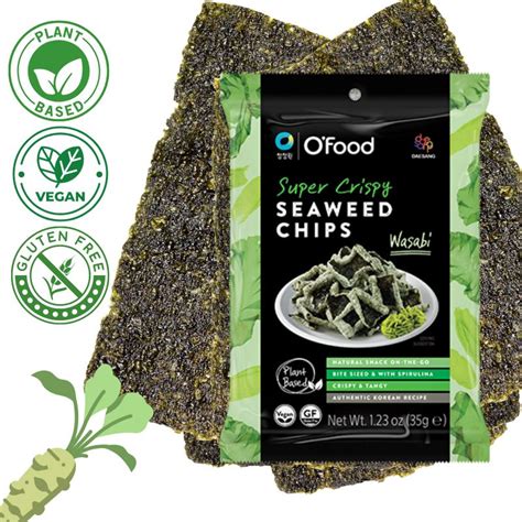 Korean Seaweed Chips Wasabi Seaweed Snacks Vegan Gluten Free