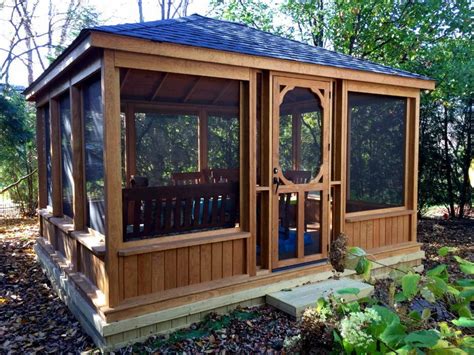 Terrific Backyard Screened Gazebo Plans Design Featuring Wooden Framed