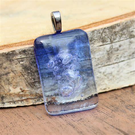 Blue Bubbles Fused Glass Pendant Fused Glass Jewelry Bubble Etsy