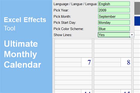Ultimate Monthly Calendar For Excel Excel Effects