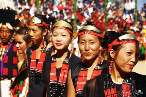Phom Naga women in traditional during unity dance at Hornbill Festival ...