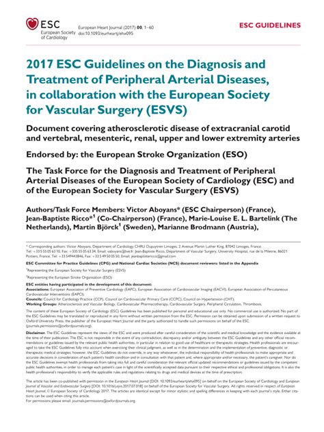 Pdf 2017 Esc Guidelines On The Diagnosis And Treatment Of Peripheral