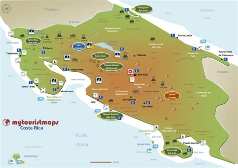 Mytouristmaps Com Interactive Travel And Tourist Map Of Costa Rica