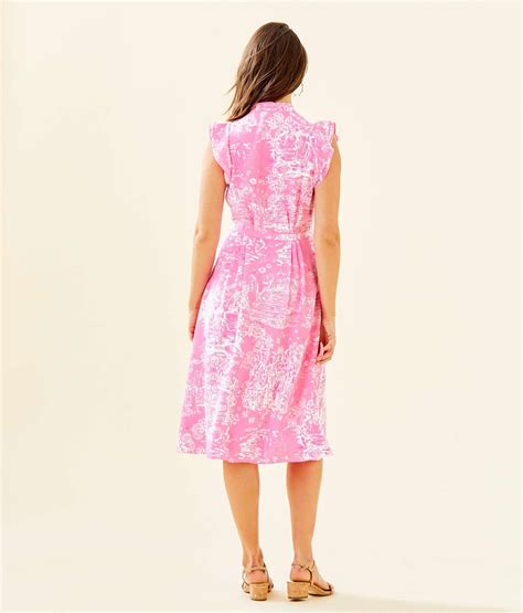 Lilly Pulitzer Palm Beach Silk Midi Dress In Pink Lyst