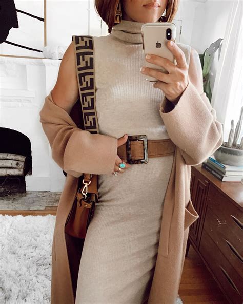 Sweater Dress With Belt Fallstyle Sweaterdress Camelcoat Outfit Inspiration Fall Casual