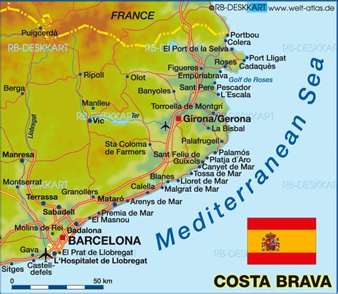 Map Of Costa Brava Region In Spain Welt Atlasde