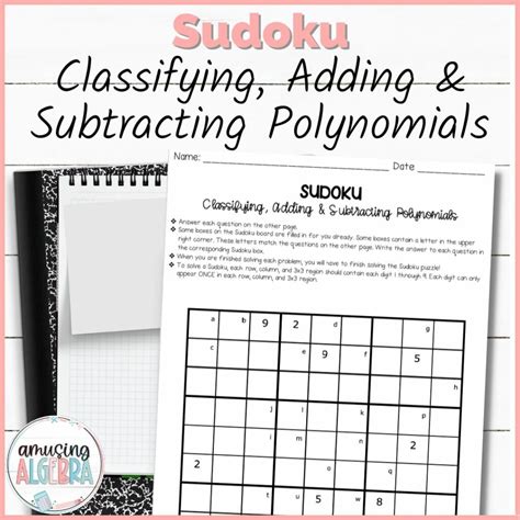 Classifying Adding And Subtracting Polynomials Sudoku Puzzle Made By