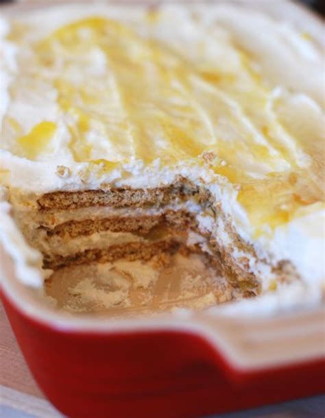 No Bake Lemon Cream Graham Cracker Icebox Sheet Cake