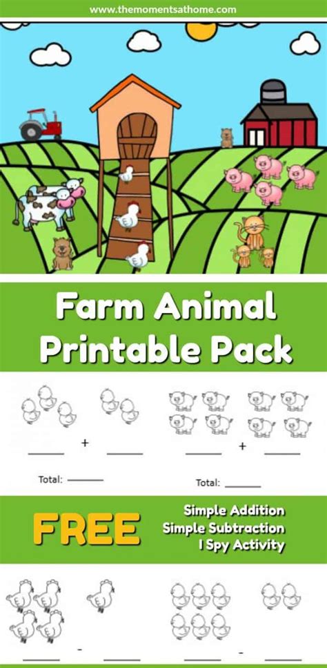 Farm Animal Addition and Subtraction Worksheets - The Moments at Home