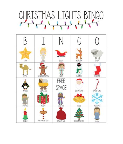 Printable Christmas Lights Bingo Game Christmas Bingo Kids Christmas