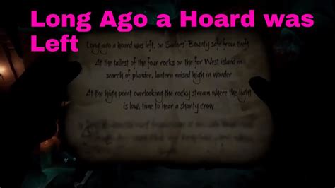 1 where to find 2 the quest 2.1 solving the riddles 3 rewards 4 notes riddle quests can be acquired from: Sea Of Thieves - Long ago a hoard was left Voyage Riddle ...