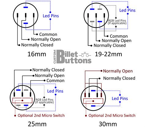 Big small colorful illuminated when an led shines up through the button. Wiring diagram • Custom Billet Buttons