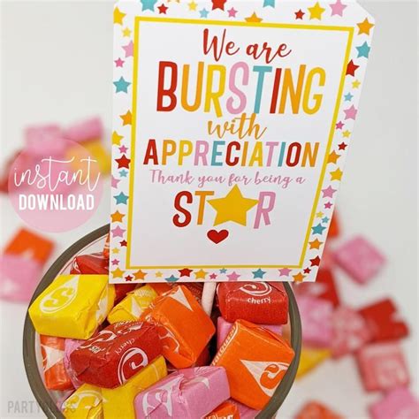 Staff Appreciation Printable Tag Star Tags Staff Tags Etsy Party Food