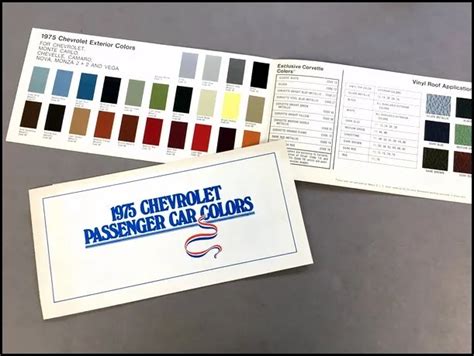 1975 Chevrolet Color Paint Guide Original Car Sales Brochure Camaro
