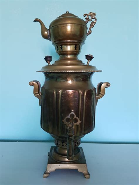 Antique Russian Samovar Marked Late 19th Century With Copper Jug