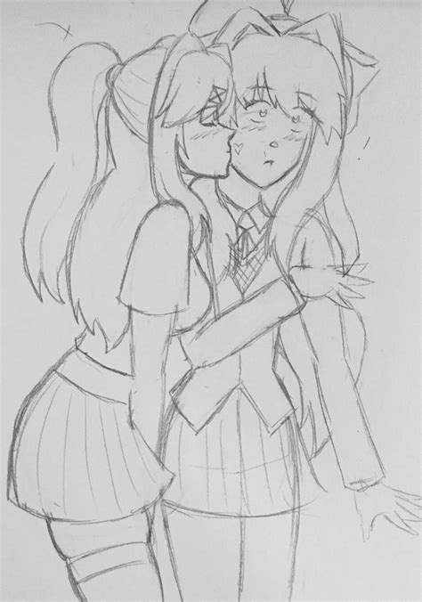 Thiccsuki X Monika Kiss For Lilsunset By Meffystopheles On Deviantart