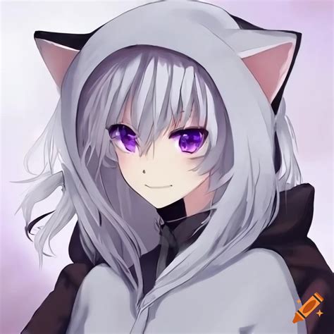 Anime Woman With White Hair And Purple Eyes On Craiyon