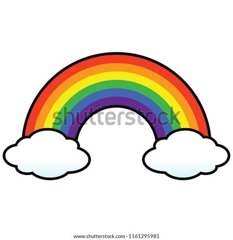 Vektor Stok Rainbow Clouds Vector Cartoon Illustration Colorful Tanpa