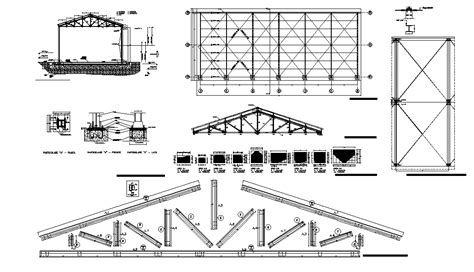 Truss Span Steel Structure Section Cad Drawing Dwg File Cadbull