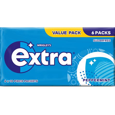 Extra Peppermint Chewing Gum Sugarfree Multipack 6x10 Pieces Extra