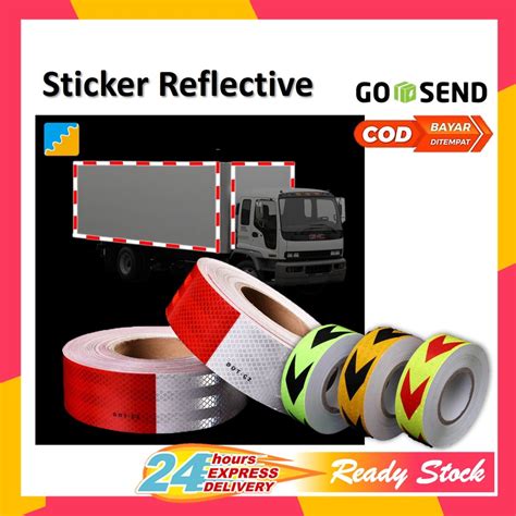 Jual Stiker Safety Mobil Reflective Sticker Marker Mobil Truk Arrow 5cm