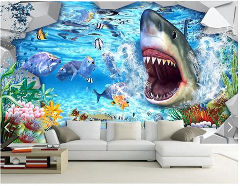 Custom Photo Wallpaper 3d Wall Murals Wallpaper Sharks
