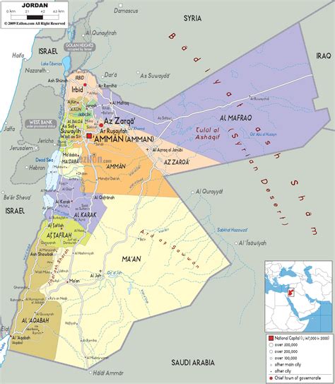 Political Map Of Jordan Ezilon Maps