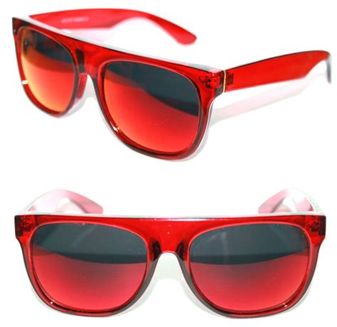 Men S Flat Top Sunglasses Impero Super Black Red Frame Red Mirrored Lens Sport Men S Sunglasses