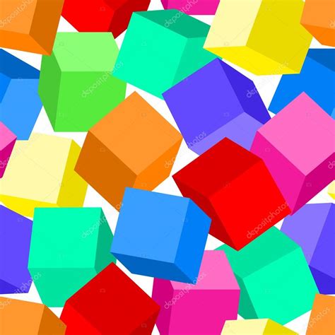 Colorful 3d Blocks In A Seamless Pattern — Stock Vector