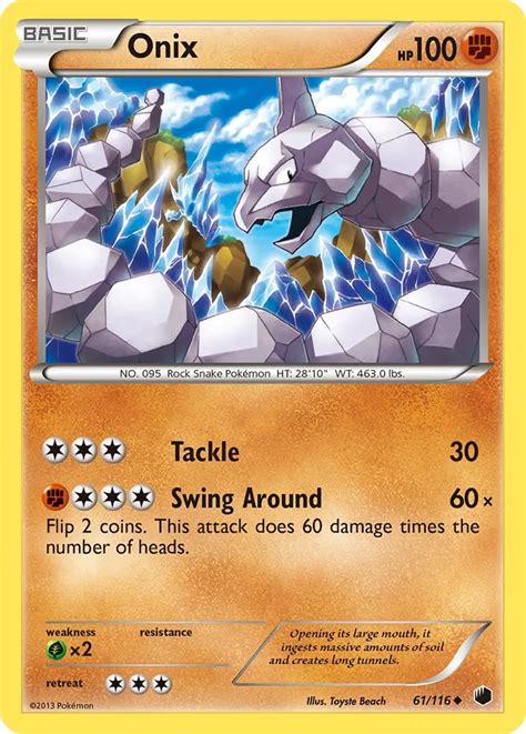 Pokémon Black And White Plasma Freeze Card 061 Onix Standard Arcade