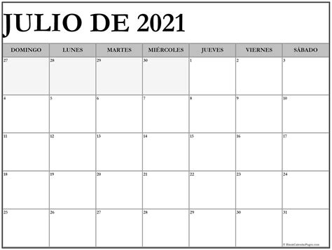 Echa un vistazo a este classico calendario imprimible. julio de 2021 calendario gratis | Calendario julio
