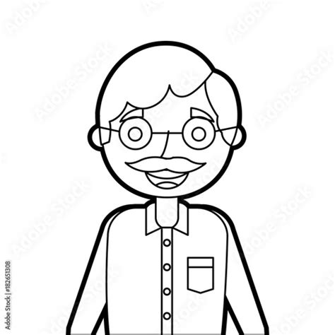 Old Man Portrait Of A Pensioner Grandfather Character Vector
