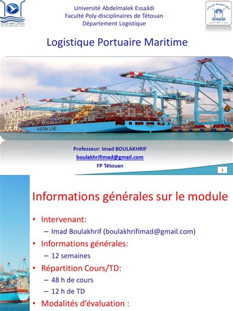 Chapitre1 Introduction à La Logistique Portuaire Maritime 1pdf Port