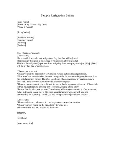 Free 6 Official Resignation Letters In Pdf Ms Word